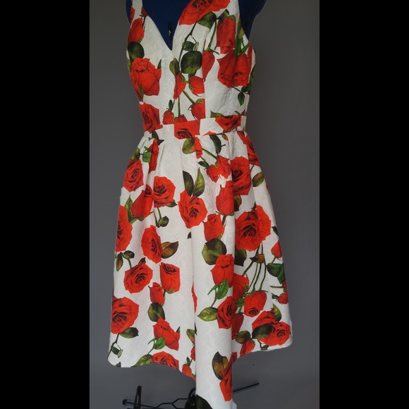 Chi Chi London Modcloth Floral Rose Dress Size 12 - Picture 6 of 8